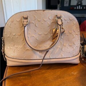 Coach Embossed Satchel in Light Beige